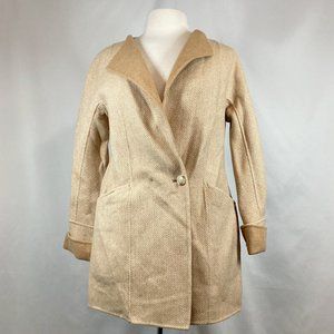 NWT Talbots Double Faced Cream Camel Herringbone Light Coat Sz 6